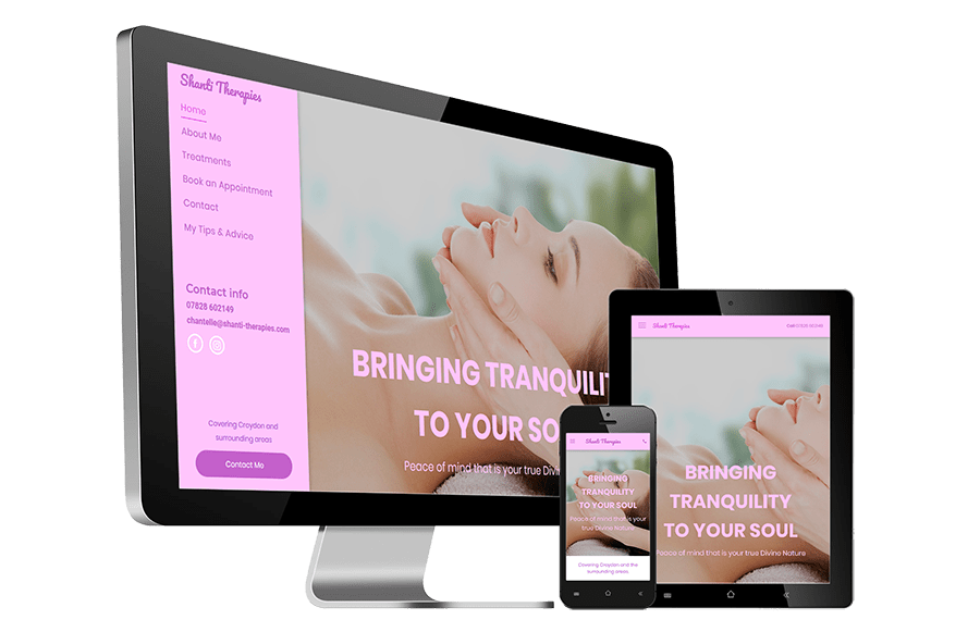 Website for Shanti Therapies designed by Websites by Dave Parker