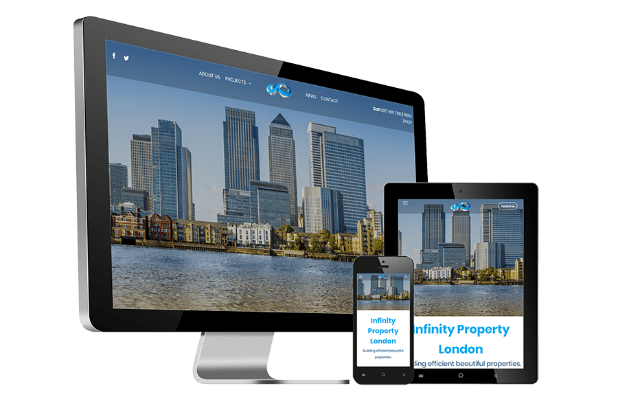 Website for Infinity Property London designed by Websites by Dave Parker