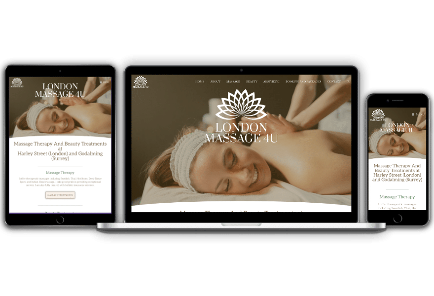 London Massage 4U website designed by Websites by Dave Parker