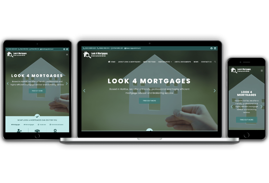 Look 4 Mortgages website designed by Websites by Dave Parker