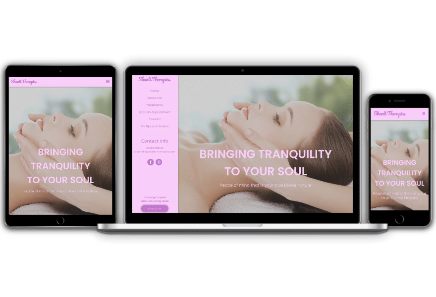 Shanti Therapies website designed by Websites by Dave Parker