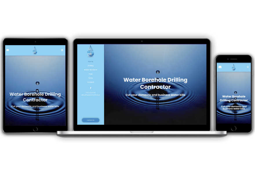 Waterdrill website designed by Websites by Dave Parker
